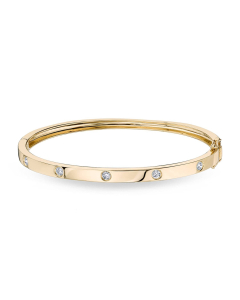 Gold & Round Diamond Bangle
