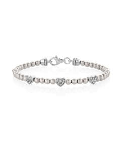 Pave Diamond Heart Beaded Bracelet