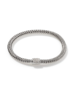 John Hardy Medium Woven Chain Bracelet with Diamond Accents