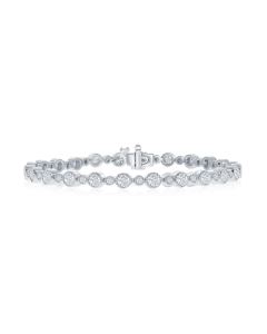 3.01 CTW Round Bezel Set Diamond Tennis Bracelet with Milgrain Detail