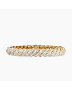 David Yurman Sculpted Cable Bracelet in 18k Yellow Gold with Diamonds