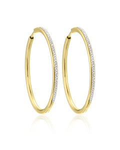 Large Pave Hoops with Pave Diamonds