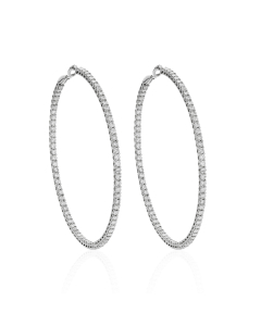 White Gold 5.44 CTW 64mm Diamond Hoop Earrings