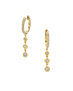 Yellow Gold Diamond Bezel Hoop Earrings