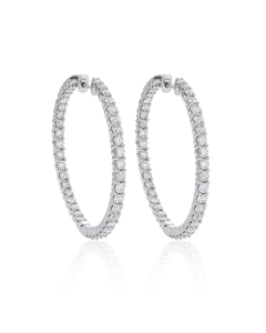 White Gold 4.07 CTW Diamond 39mm Hoop Earrings