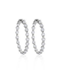 White Gold 8.10 Carat Round Diamond 37mm Hoop Earrings