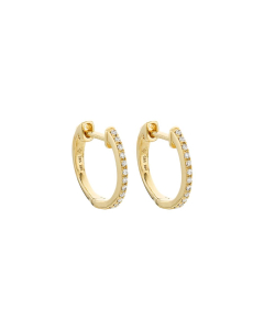 Small 14K Gold Hinged Diamond Hoop Earrings