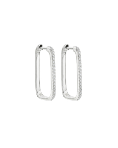 Diamond Oblong Hoop Earrings
