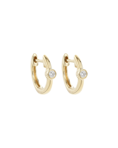 Bezel Set Diamond Huggie Earrings