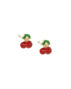Child's Cherry Enamel Earrings