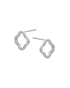 White Gold Diamond Open Clover Stud Earrings