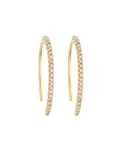 Yellow Gold & Diamond Curved Bar Earrings