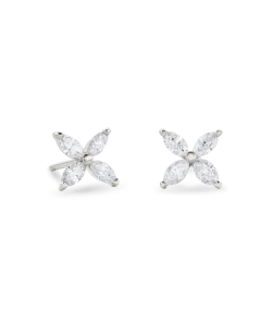 Floral Design Marquise Diamond Post Earrings