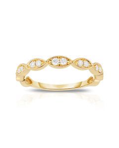 Yellow Gold Round Diamond Marquise Station Band