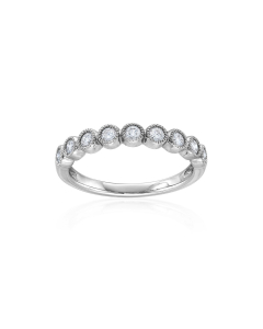 White Gold & Round Diamond Bubble Band