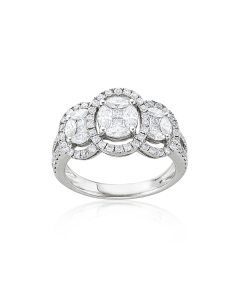 1.22 CTW Three Oval Shape Diamond Cluster Ring