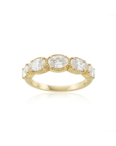 Five Stone Oval Diamond Band in Yellow Gold