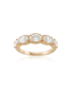 Five Stone Oval Diamond Band in Rose Gold