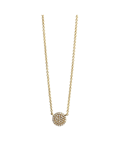 Pave Diamond Disc Pendant Necklace