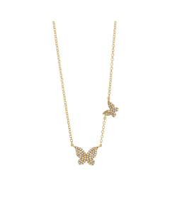 Diamond Double Butterfly Pendant Necklace
