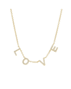 Yellow Gold & Diamond Love Drop Letter Necklace
