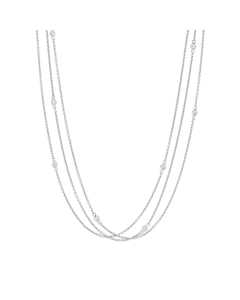 Triple Strand Bezel Set Diamond Necklace