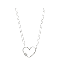 Sterling Silver Paperclip Link Heart Necklace
