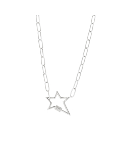 Sterling Silver Paperclip Link Star Necklace