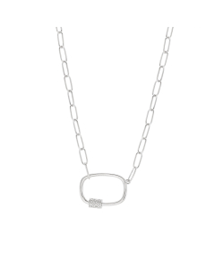 Sterling Silver Paperclip Link Oval Necklace