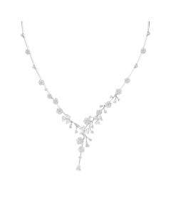 White Gold 9.72 CTW Floral Diamond Collar Necklace