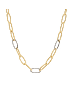 Yellow & White Gold Diamond Accented Oval Link Chain Necklace