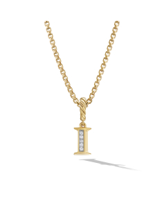 David Yurman Pave I Initial Pendant in 18k Yellow Gold with Diamonds