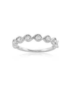 White Gold Wave Design Diamond Wedding Band