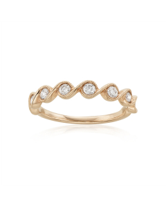 Rose Gold Wave Design Diamond Wedding Band
