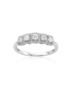 Five Round Diamond Band with Diamond Halos