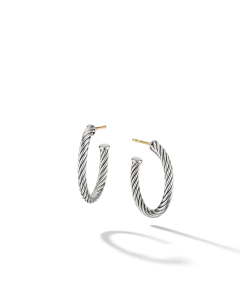 David Yurman Small Cable Hoop Earrings in Sterling Silver