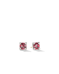 David Yurman Petite Chatelaine Stud Earrings with Rhodalite Garnet and Diamonds