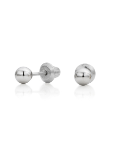 Child's White Gold Ball Earrings, 4mm
