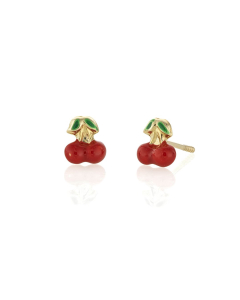 Child's Cherry Enamel Earrings