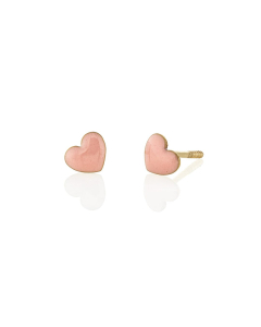 Child's Pink Heart Enamel Earrings