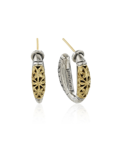 Konstantino Two Toned Carved Hoop Earrings