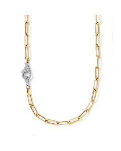 Oval paperclip diamond clasp necklace