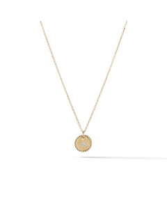 David Yurman A Initial Charm Necklace in 18k Yellow Gold with Diamonds