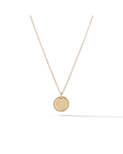 David Yurman J Initial Charm Necklace in 18k Yellow Gold with Diamonds