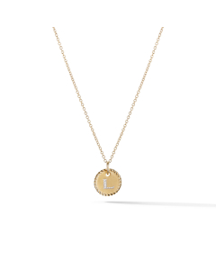 David Yurman L Initial Charm Necklace in 18k Yellow Gold with Diamonds