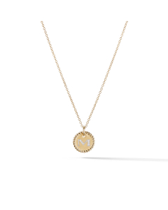 David Yurman M Initial Charm Necklace in 18k Yellow Gold with Diamonds