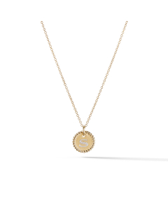 David Yurman S Initial Charm Necklace in 18k Yellow Gold with Diamonds