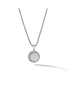 David Yurman Sterling Silver K initial Charm Necklace with Diamonds