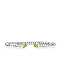 David Yurman Cable Flex Sterling Silver Bracelet with Peridot, Size Medium