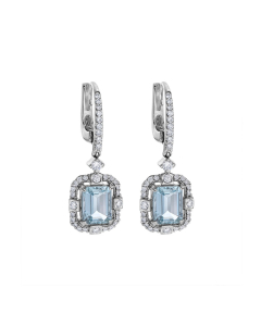 3.06 CTW Aquamarine and Diamond Dangle Earrings